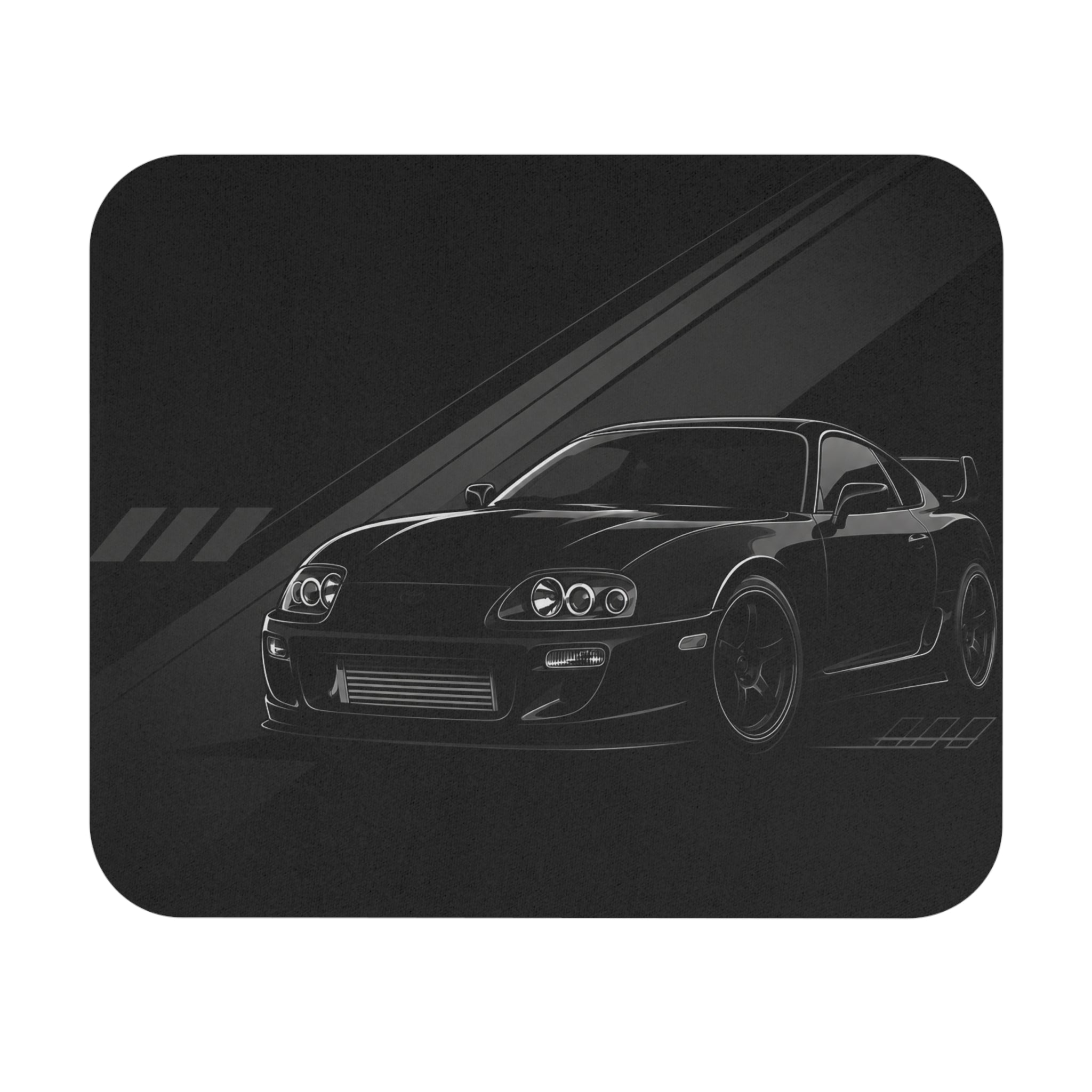 Black Sports Car Mouse Pad – Racing Supra Silhouette Desk Pad