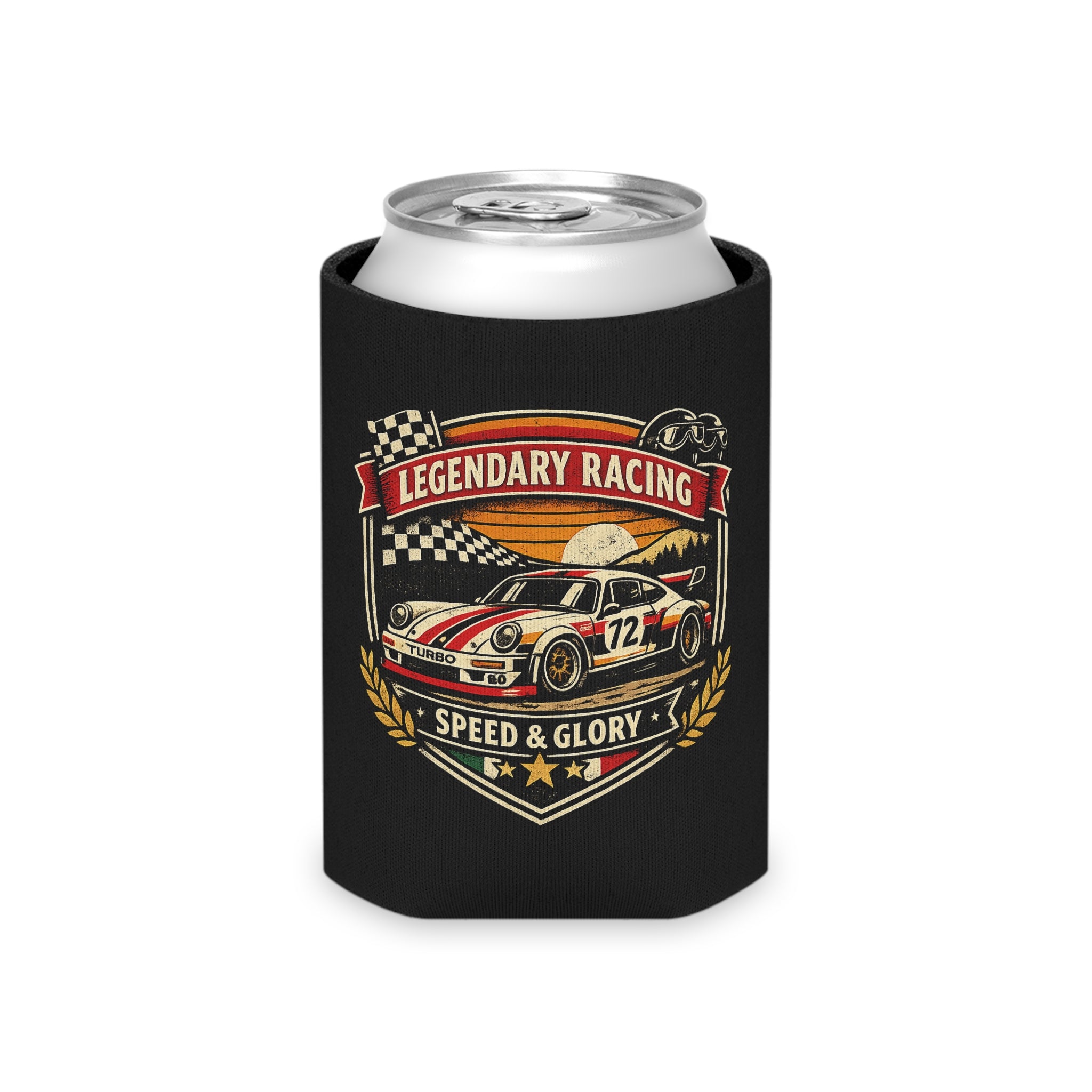 Can Cooler — Legendary Racing "Speed & Glory" Vintage Race Car Design