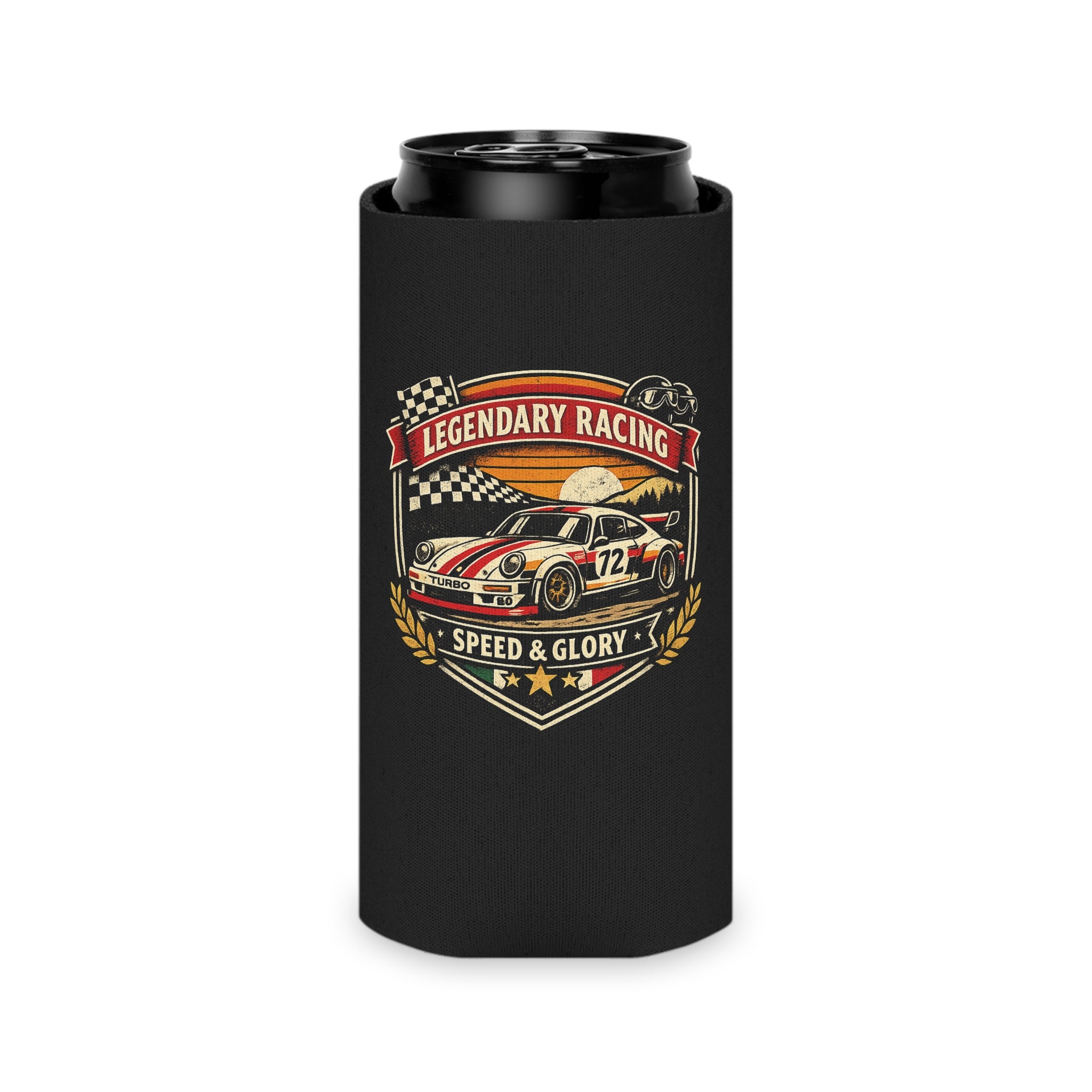 Can Cooler — Legendary Racing "Speed & Glory" Vintage Race Car Design