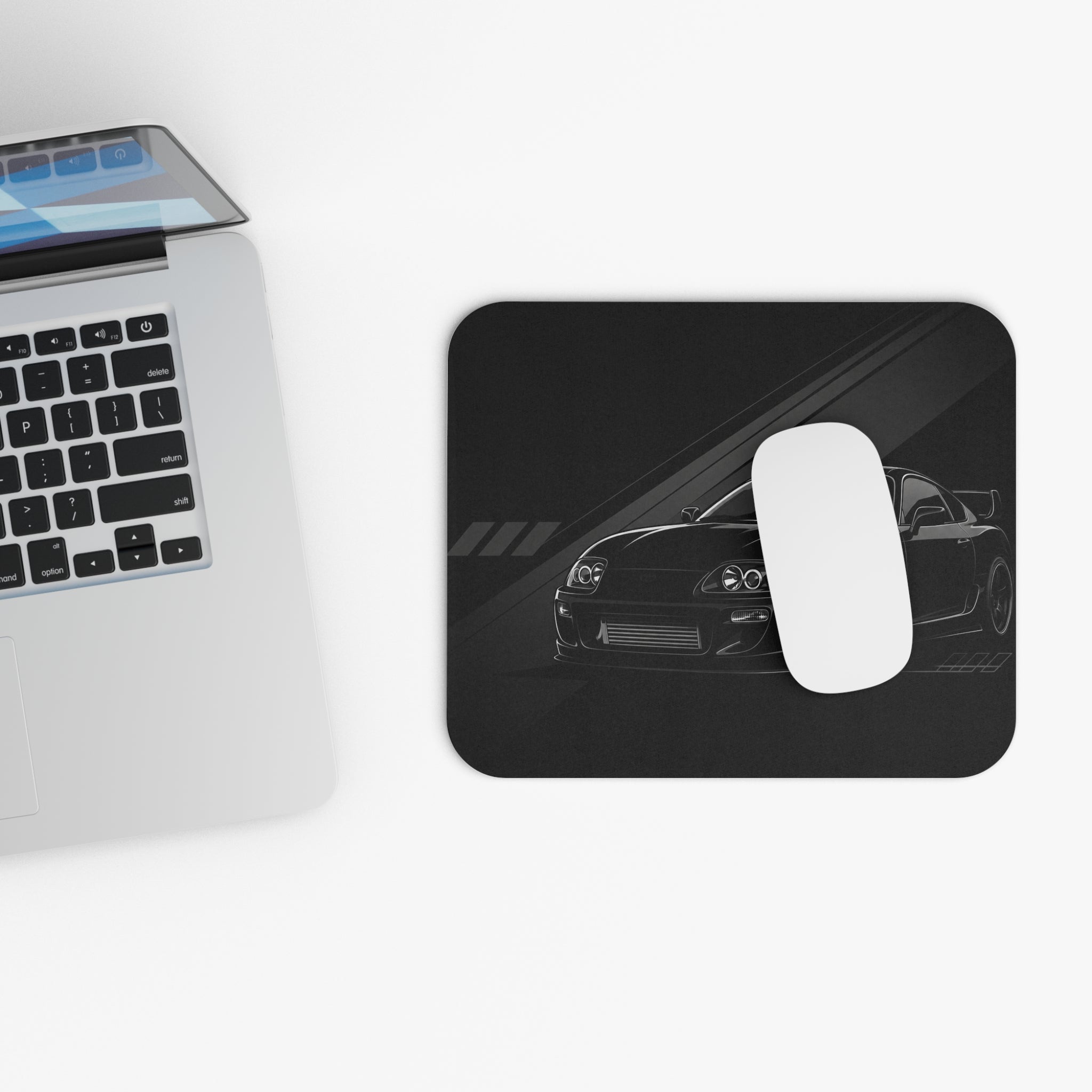 Black Sports Car Mouse Pad – Racing Supra Silhouette Desk Pad
